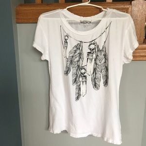 Wildfox distressed Feather Graphic Tee